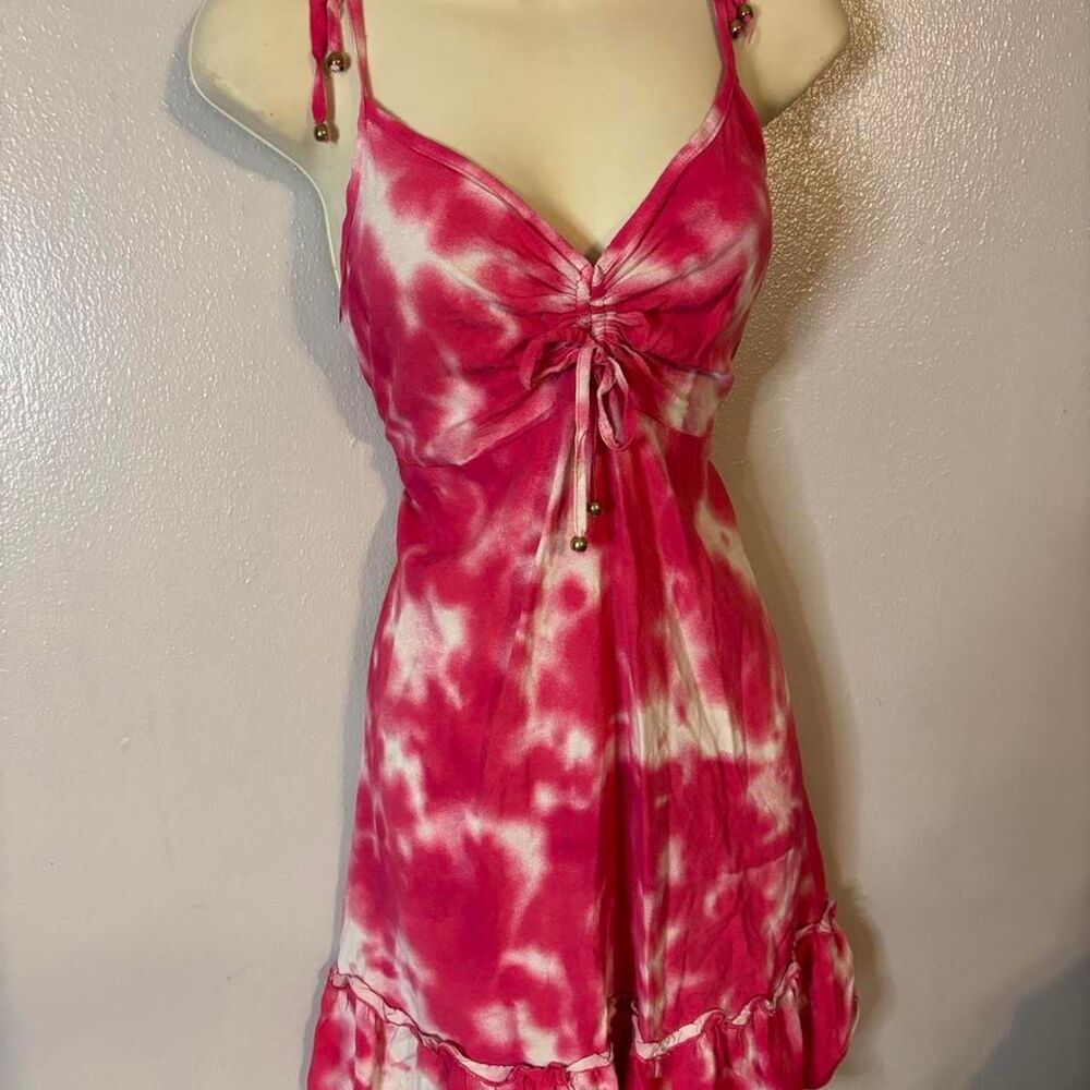 Hot Pink Tie Dye Babydoll Mini Summer Dress XL